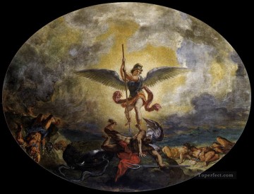 St Michael defeats the Devil Romantic Eugene Delacroix Oil Paintings
